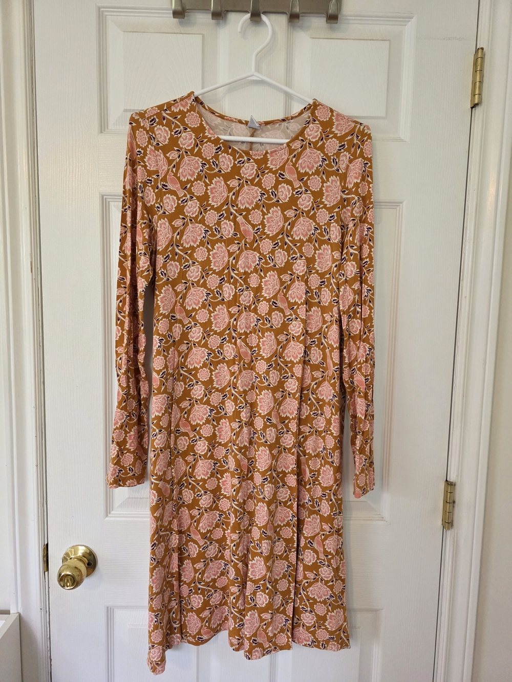 Floral Long-Sleeve T-Shirt Dress | Size Medium Tall